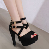 Tacones de plataforma impermeables súper altos para desfile nocturno de mujeres